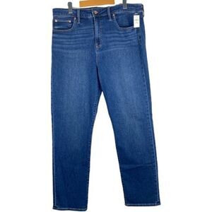Gap Women's Classic Straight High Rise Stretch Med Indigo Wash Jeans US 34 18 RS